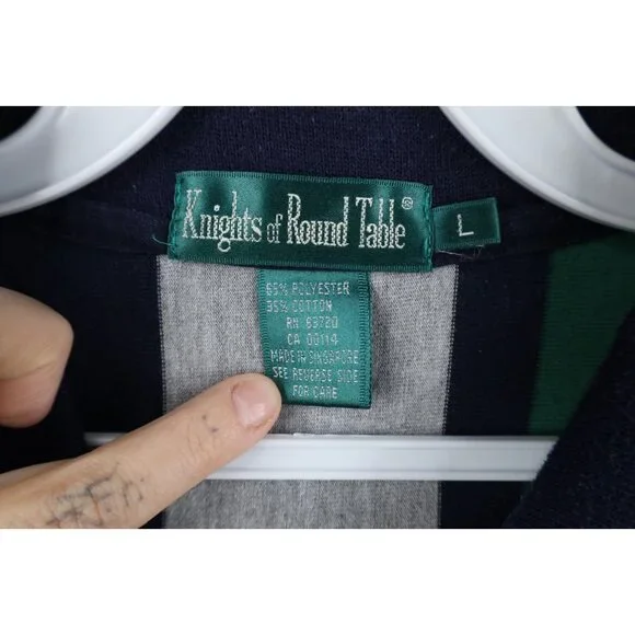 Vtg 90s Streetwear Mens Large Faded Striped Color Block Long Sleeve Rugby Polo - Picture 8 of 14